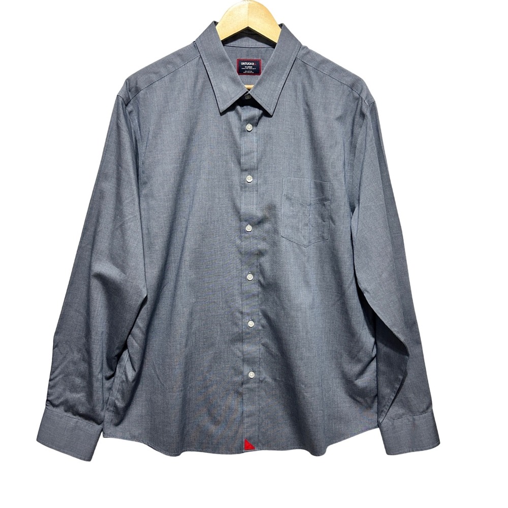 UNTUCKit Men Button Down XL Navy Wrinkle Free Cotton Classic Workwear Preppy
